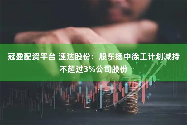 冠盈配资平台 速达股份：股东扬中徐工计划减持不超过3%公司股份